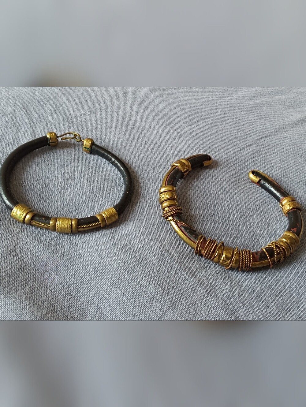 Vintage Rhodesian Horn & Brass Bracelet Pair Victoria Falls Provenance 60s 70s